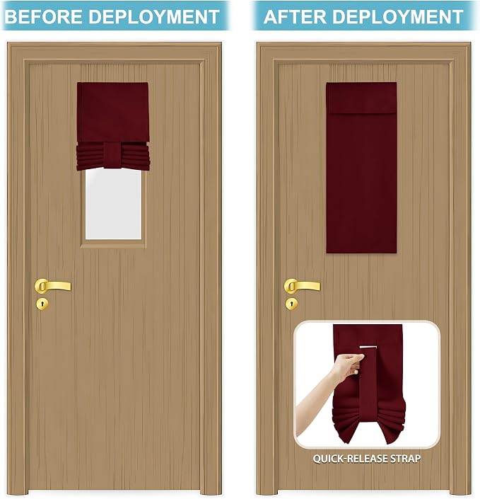 RYB HOME Classroom Door Window Cover, Blackout Door Curtain No Drill | Emergency Lockdown Shade for School Door Window, Room Darkening Block Views, Office Door Curtain, W8 x L36, 1 Panel - Image 5