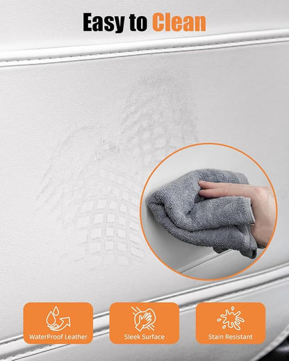 EVANDCAR Leather Seat Back Protector for Model 3/Y/S, Wear-Resistant Car Kick Mats with Organizer Pocket, Set of 2 - Image 5