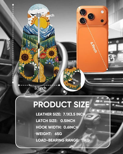 WOCOCN Purse Holder for Car, 2 Pack Heavy Duty Purse Hanger for Car | PU Leather Car Seat Hooks for Purses and Bags, Cute Floral Headrest Organizer for Handbags & Backpacks - Image 7