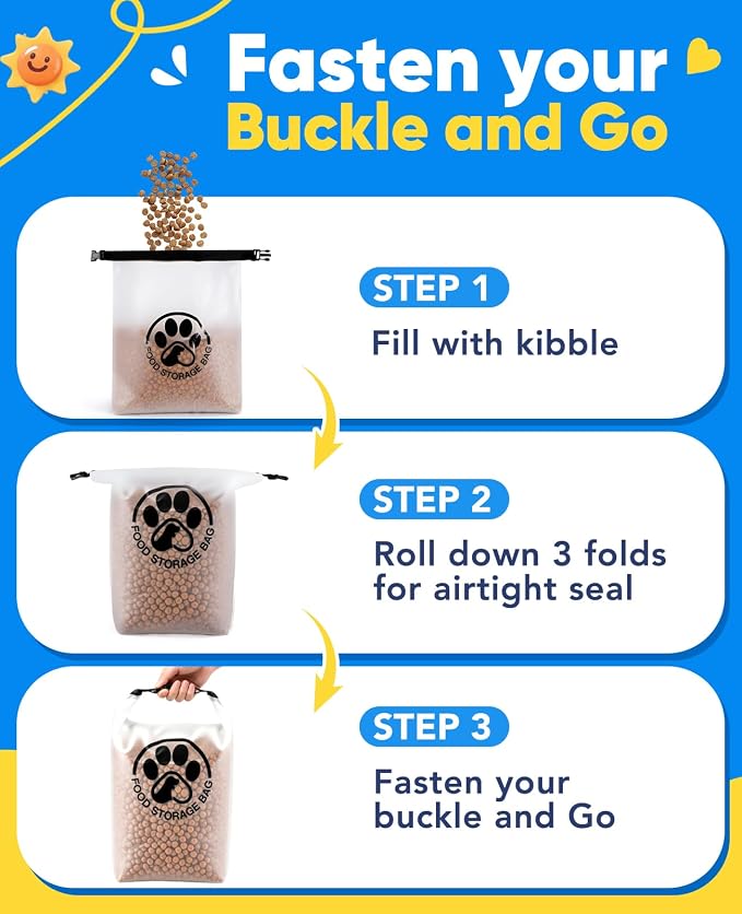 Pet Food Storage Bag for Travel - Transparent Leak-Proof Dog Food Container with Roll-Top Closure, Keeps Kibble Fresh for Camping Trip, Dog Boarding, Weekend Getaways (14 Cups) - Image 6