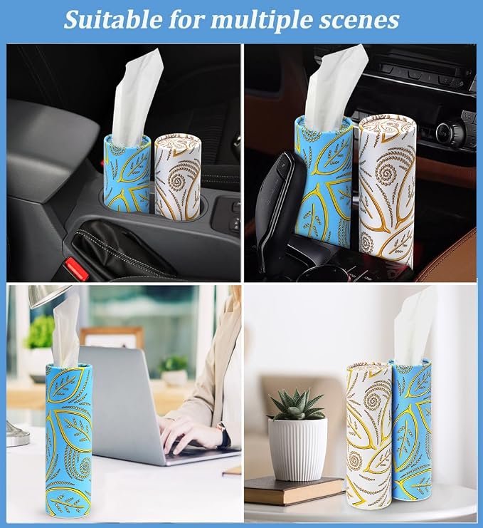 Car Facial Tissue Refills Kit, Tissue Refill for Car Cup Holders | Napkins Holder Refill, Travel Tissues Box Perfect Fit for Cars Cup Holders with 9 Packs Paper, 3-Ply Soft 270 Sheets - Image 2