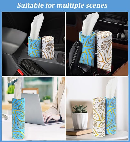 Car Facial Tissue Refills Kit, Tissue Refill for Car Cup Holders | Napkins Holder Refill, Travel Tissues Box Perfect Fit for Cars Cup Holders with 9 Packs Paper, 3-Ply Soft 270 Sheets - Image 2