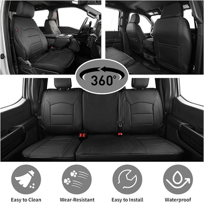 EKR F150 Seat Covers Custom Fit for (4 Door,SuperCrew) Ford F-150 Lariat 2021 2022 2023 2024 2025 2026 &F150 (Lightning) Lariat 2022-2025,Heavy Duty Waterproof for Work Trucks-Faux Leather(Black) - Image 5