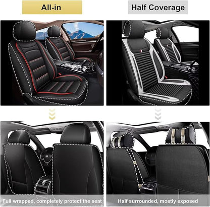 IKABEVEM Car Seat Covers for Nissan Leaf 2011-2025 2026, 2-Pack Front | Luxury Fuax Leather, Waterproof, Airbag Compatible, Easy to Install, Scratch‑Resistant Seat Protection, Redline - Image 5