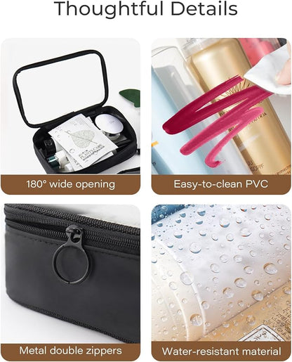 3Pack Clear Makeup Bags Set, Clear Travel Makeup Bag Waterproof Makeup Case Small Toiletry Bag with Zipper Portable Cosmetic Pouch Makeup Storage Bag Car Bag for Essentials - Image 6