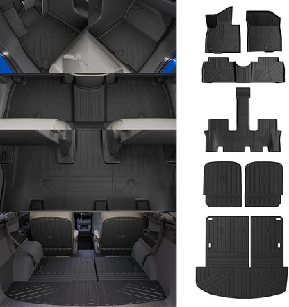Rongtaod Floor Mats Set 7pcs for 2026 Hyundai Palisade Gas 7 Seats | Cargo Mat Trunk Mat Cargo Liner TPE All Weather 2nd & 3rd Row Back Seat Protector Palisade Accessories by Rongtaod