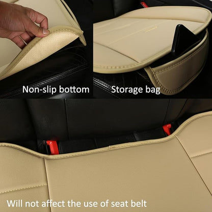 West Llama Bottom Seat Covers, Include 1 Pair Front Seat Protector and 1 Rear Seat Cover, Universal PU Leather Seat Covers for 90% Cars (Beige) - Image 6