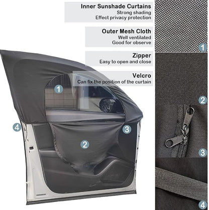 Upgrade Stretchable&Breathable SUV Car Window Shade - Oversize Double Mesh for Heat Shading and Bug&UV Protection - Car Must Have Privacy Shades for Cars,Truck,SUV When Camping (Front window/2pcs) - Image 6