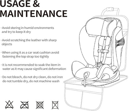 Viaviat Car Seat Protector Leather Waterproof Child Safety Seat Protector Cover with Thick Pad and 2 Large Pockets Durable Kick Mat for All Auto Seat (Beige) - Image 9