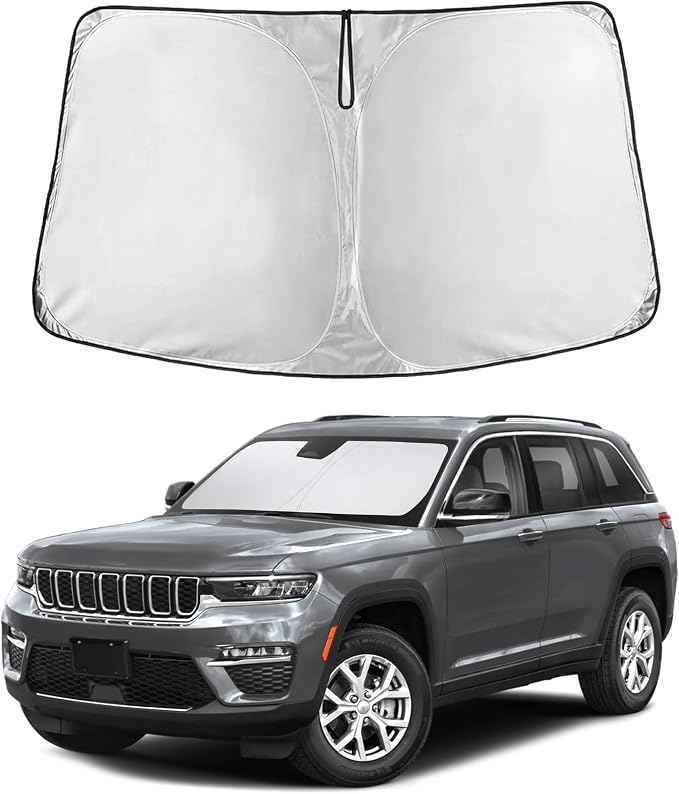 EcoNour Windshield Sunshade for Jeep Grand Cherokee 2011-2024 2025 2026 | Sun Visor for Front Windshield & Window Sun Shade Cover, UV Heat Blocker & Protector, Car Accessories by EcoNour