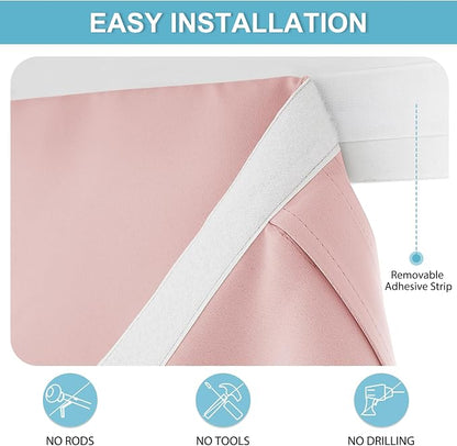 RYB HOME Classroom Door Window Cover, Blackout Door Curtain No Drill | Emergency Lockdown Shade for School Door Window, Room Darkening Block Views, Office Door Curtain, W8 x L36, Pink, 1 Panel - Image 2