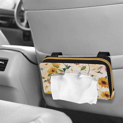 Biyejit 2 Pack Sunflower Hummingbirds Car Visor Tissue Holder, PU Leather Tissue Box Holder for Sun Visor & Seat Back - Image 4