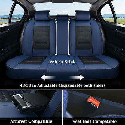 Coverado Car Seat Covers, Front Covers for Cars, Car Seat Cover Front Seats, Car Seat Protector Waterproof, Leather Car Seat Cushion, Universal Interior Covers Seat Protectors for Most Cars Blue - Image 4