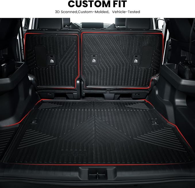 LASFIT Cargo Mat for Toyota 4Runner 2013-2024 (Only Fit 5-Seats) | Fit W/O Sliding Cargo Tray, All Weather Custom Fit Anti-Slip Pet Friendly TPE Trunk & Backrest Mats for 5th Gen 4Runner - Image 3