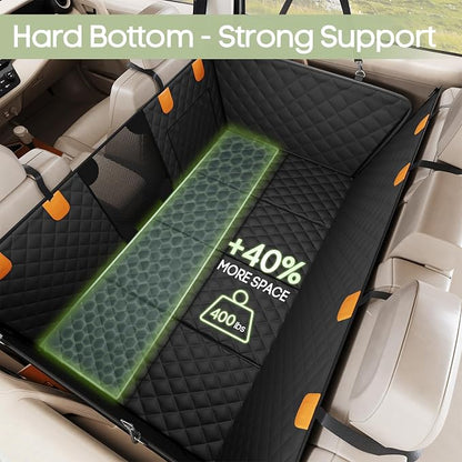 Dog Car Seat Cover for Back Seat, Hard Bottom Back Seat Extender | Supports 400lbs, Waterproof Rear Seat Pet Cover, Dog Hammock with Mesh Window, For Car SUV - Image 2