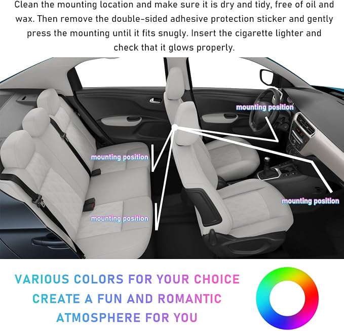 Ohleats Car LED Strip Light, 24 LED RGB Auto Interior Atmosphere Lights, Cigarette Lighter Under Dash Ambient Night Light, Interior Decorative Lamp Lighting Kit Car Accessories (Blue) - Image 6