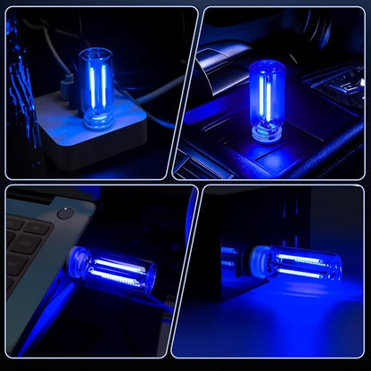 2 PCS Blue USB Interior Car Ambient Lights, Touch Control Adjustable Brightness Plug-in Retro Glass Bottle LED Night Lights for Car Bedroom Camping Party Holiday Decoration - Image 6