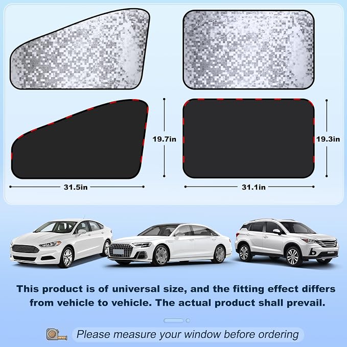 ZATOOTO Rear Side Window Sun Shade, 2 Pack Car Window Covers 99% UV Block | Car Curtains Magnetic Side Window Sun Shade, Heat Reflective, Keeps Cooler, Taking a Nap, Changing Clothes, Camping - Image 5
