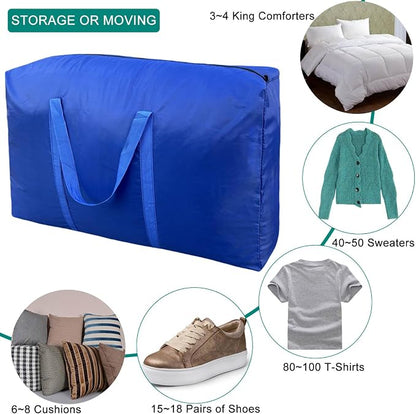 100L Extra Large Storage Bags, Big Moving Bags with Strong Zippers & Carrying Handles, Packing Bags for Moving, Storage, Travel and Camping, Storage Totes For Space Saving (Blue, 4 Pack) - Image 5