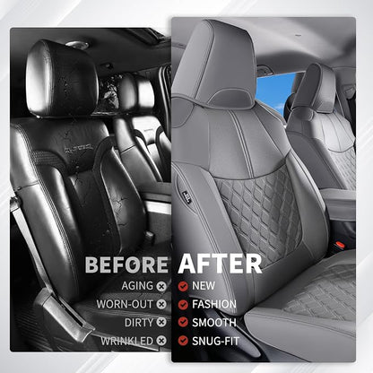 Huidasource Custom Fit RAV4 (Gas Only) Car Seat Covers Full Set, Waterproof Faux Leather for 2019-2024 Toyota RAV4 LE/XLE & XLE Premium/Limited (Does Not Fit Adventure and TRD Off-Road, Gray) - Image 7