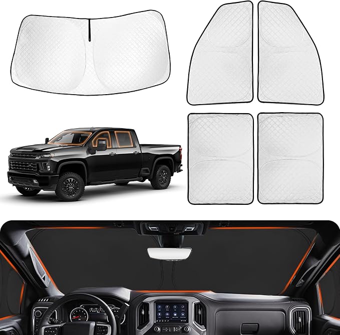 XCBYT 2019–2026 GMC Sierra 1500 & Silverado 1500 Crew Cab Window Shades | Keeps your car cool and 100% dark. Perfect for car camping, sleeping, lunch breaks, or protecting pets in hot climates - Image 8