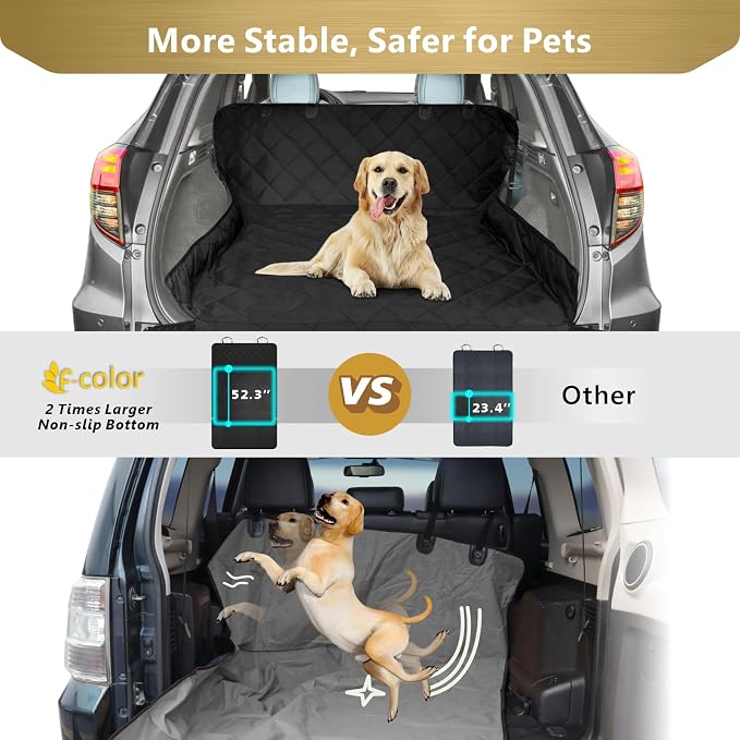 F-color SUV Cargo Liner for Dogs - Trunk Cover with Bumper Flap Protector | Water Resistant Pet Cargo Cover with Non-Slip Mat, Dog Car Seat Cover Prevents Scratches Pet Hair Mud Dirt for Midsize SUVs - Image 4