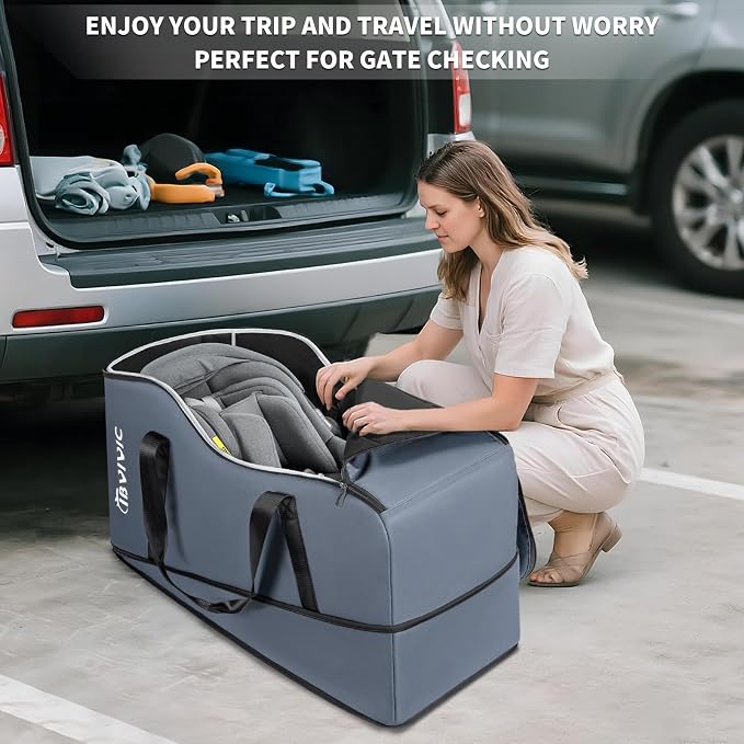 IBVIVIC Car Seat Travel Bag Compatible with UPPAbaby Aria and Mesa, Grey | Infant Car Seat Travel Bag Car Seat Cover for Travel - Image 7