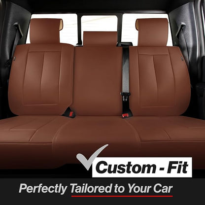 Coverland Custom SUV Car Seat Covers for 2025-2026 Subaru Forester | Premium Waterproof Faux Leather Non-Slip Memory Foam Airbag Compatible Custom Fit Interior Protector [Rear Seat-Camel Brown] - Image 2