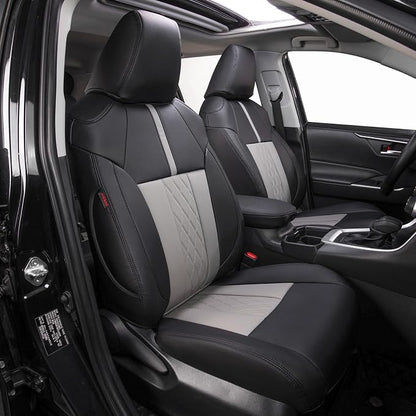 EKR Corolla Seat Covers Custom Fit for Toyota Corolla 2023 2024 2025 2026 Hybird SE&2023 2024 Hybird Nightshade, Leather Car Seat Cover Full Set-Faux Leather(Black+Light Gray) by EKR