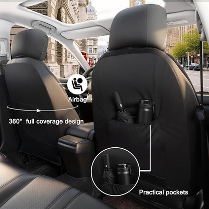 GIANT PANDA 2PCS Front Seat Covers for Subaru Outback Forester Crosstrek Legacy Impreza, Faux Leather Bucket Seat Cover Fit Subaru Seat Protectors-Black - Image 6