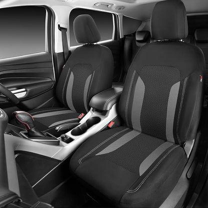 CAR PASS 3D Air Mesh Car Seat Covers Front Seats Low Back Bucket, Breathable Sporty Mesh in Summer Airbag Compatible Universal Fit 95% Automotive SUV,Truck,Sedan Interior Protector, Black Gray 2PCS - Image 5