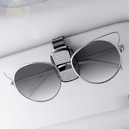Sunglass Holder for Car Visor Clip, Push-Button Opening Car Sunglass Holder, Visor Sunglasses Holder Clip, Fits Cars, Trucks, SUVs and More (Diamond Surface Style) - Image 2