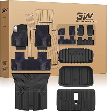 3W 9PCS Floor Mats for Tesla New Model Y 2025-2026 Only for Standard | & Star Trails Carpets TPE All Weather Floor Liner, Trunk Mats & Seat Back Cover Protector, Cargo Liners, Model Y Accseeories by 3W