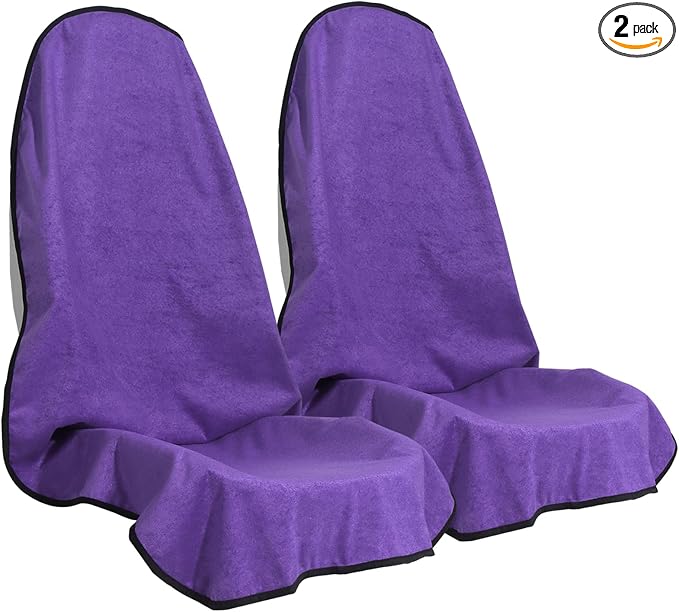 Car Seat Cover Protector Front Seats,for Gym Workout,Running,Swimming,Beach and Hiking,Waterproof Sweat Towel Bucket Seat Covers for Cars SUV Trucks (Purple, 2Pcs) by LoyaGour