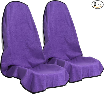 Car Seat Cover Protector Front Seats,for Gym Workout,Running,Swimming,Beach and Hiking,Waterproof Sweat Towel Bucket Seat Covers for Cars SUV Trucks (Purple, 2Pcs) by LoyaGour