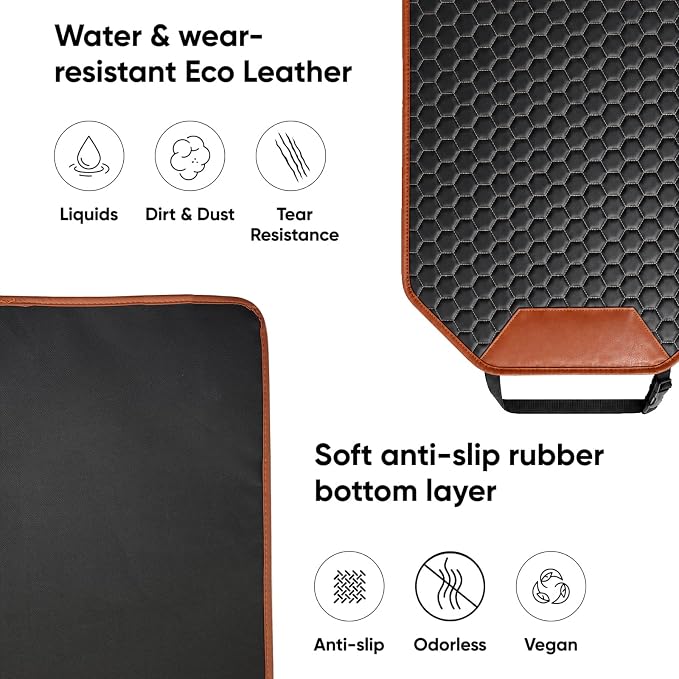 Car Seat Back Protector, Waterproof Faux Leather Kick Mat, Black, 1 Pack | Wide-Coverage Protection with an Easy-Clean Faux Leather Surface - Image 6
