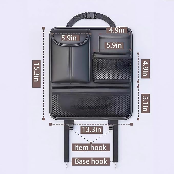 Backseat Car Organizer for Kids, Back Seat Car Organizer with 5 Pockets | Holds tissues, drinks, snacks, toys and books; easy-clean leather for family trips - Image 6