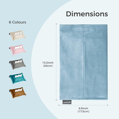 pack all Microsuede Car Tissue Holder, Compact Napkin Dispenser | Keeps Tissues & Wipes Within Reach, Space-Saving, View-Friendly, Adjustable Strap, Fits Sun Visors & Seat Backs, Light Blue - Image 6