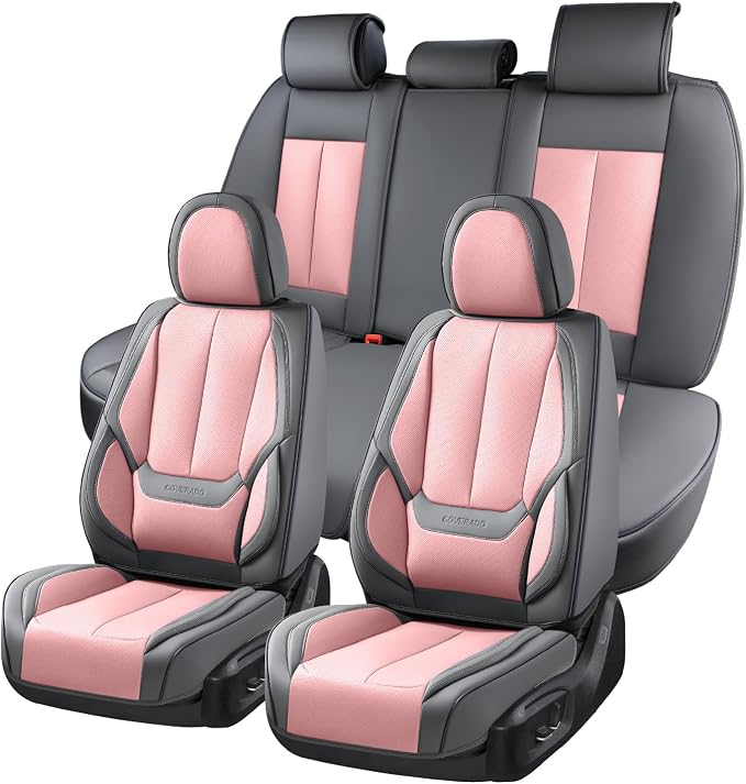 Coverado Car Seat Covers, Seat Covers for Cars, Waterproof Leather Auto Seat Protectors, Leather Car Seat Cushion, Car Interiors Accessories Universal Fit for Most Cars by COVERADOAUTO