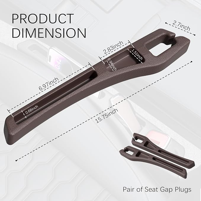2PCS Car Seat Gap Filler Organizer,2 in 1 Car Gap Filler (Brown) | Multifunctional Design,Fill and Storage Function for Storing Phones Keys Cards,No Drop Seat Guard for Cars Suvs Trucks - Image 2