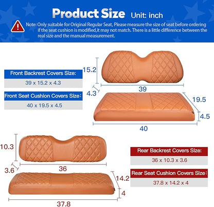 NOKINS Golf Cart Seat Covers 4 Piece Fits Club Car Precedent Standard Seat | Front and Rear Seat Vinyl Covers, Golf Cart Accessories, No Staples(All Brown) - Image 5