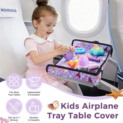 COOLBEBE Airplane Tray Table Cover, Foldable Travel Tray Cover | for Toddlers 1-3, Universal Fit for Airplane, Car Seat, High Chair, Machine Washable, Mermaid - Image 8