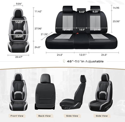 Coverado Car Seat Covers, Leather Seat Covers Full Set, Waterproof Car Seat Protector with Lumbar Support, Automotive Seat Covers Seat Cushions Universal Fit for Most Cars SUV Trucks, (Black&Beige) - Image 6