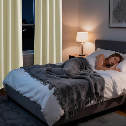 RYB HOME Bedroom Blackout Curtains 63 inches Long, 100% Blackout | Thermal Insulated, Noise Reducing, Curtains for Living Room Nursury, For Sleep, W42 x L63, Biscotti Beige - Image 5