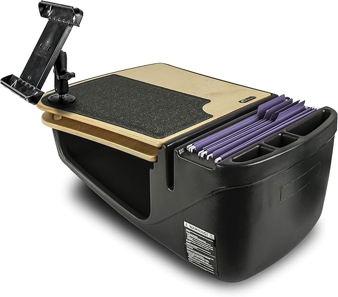 AutoExec GripMaster Car Desk for Your Vehicle Workstation and Mobile Office, Natural with 400 watt Power Inverter and Tablet Mount | Vehicle Workstation and Mobile Office, 400 Watt Power Inverter, Tablet Mount by AutoExec