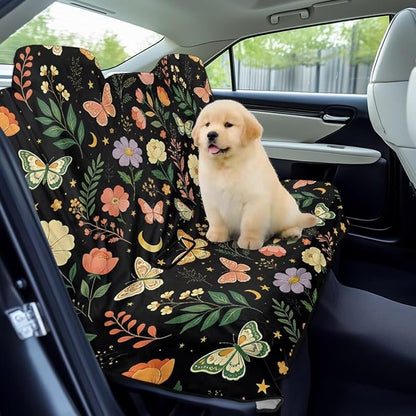 Butterfly Flower Moon Star Print Back Seat Cover Waterpoof Rear Bench Towel Seat Cover for Gym Swimming Surfing Running, Non-Slip Rear Seat Protector Universal Fits Auto Truck Van SUV - Image 3