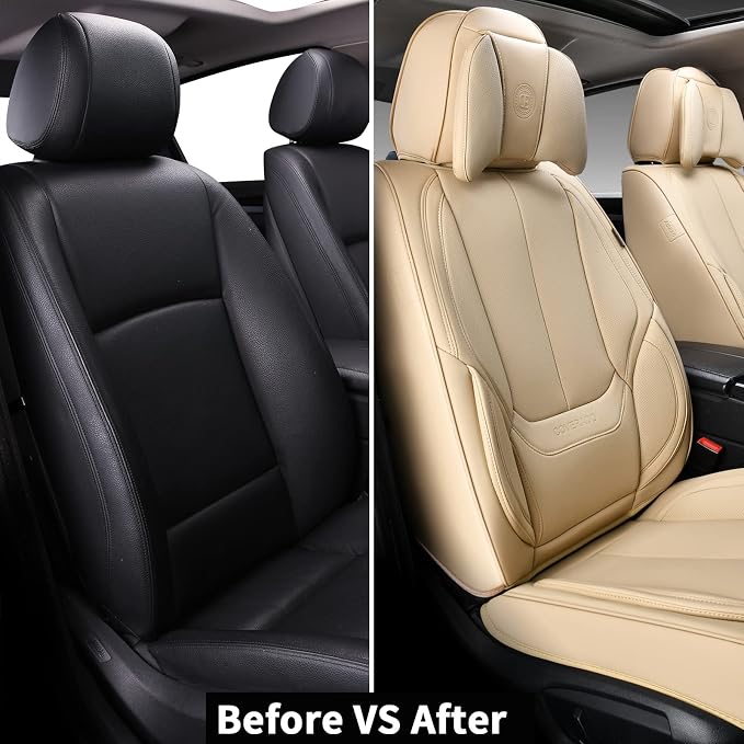 Coverado Car Seat Covers, Seat Covers for Cars, Waterproof Leather Auto Seat Protectors, Leather Car Seat Cushion, Car Interiors Accessories Universal Fit for Most Cars - Image 8