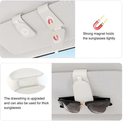 Sotfamily Magnetic Sunglass Holder for Car Visor, 2 Packs, Faux Leather | Strong Magnetism, for Most Car Visors, No Marks on Visor, Gift-Ready Packaging, Sunglass Organizer, Car Accessories for Men - Image 4