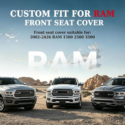 Coverado Gray Front Seat Covers for Dodge Ram, Waterproof Car Seat Covers for Truck Compatible with 2002-2026 Ram 1500 2500 3500 Crew Double Mega Quad Cab - Image 7