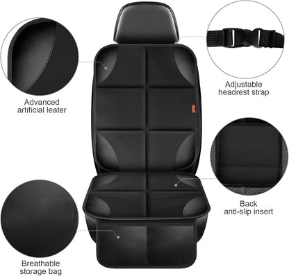 XHYANG Car Seat Protector 1 Pack Car Seat Cushion Mat Thickest Padding,Waterproof 600D Fabric Car Seat Covers for Non-Slip Backing Mesh Pockets for Baby and Pet (Black, 1 Pc) - Image 2